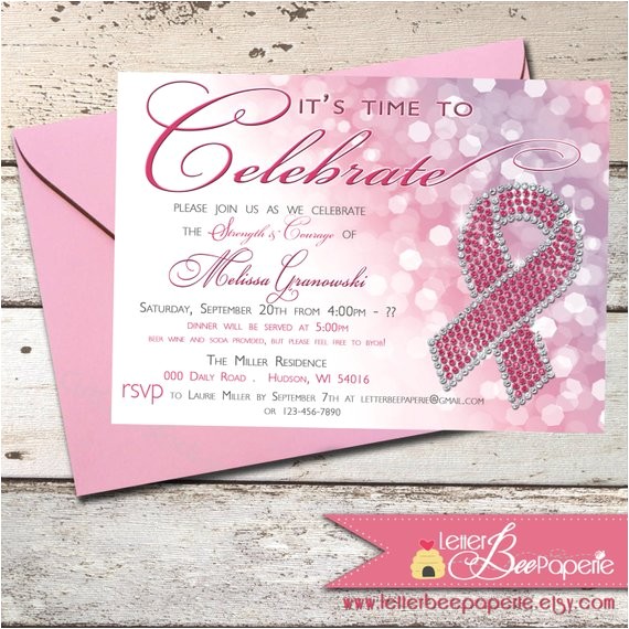 Breast Cancer Party Invitations Fight Against Breast Cancer Invitation by Letterbeepaperie