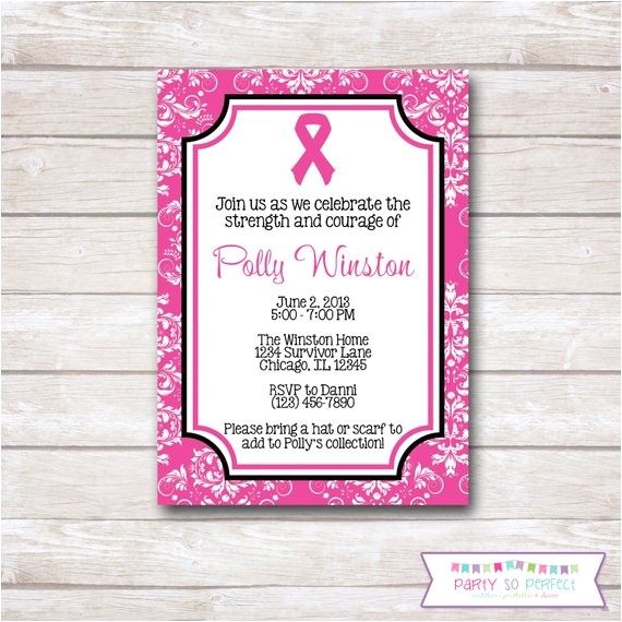 Breast Cancer Party Invitations Pink Ribbon Breast Cancer Think Pink Party Invitation
