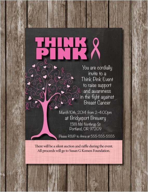 Breast Cancer Party Invitations Think Pink Breast Cancer Fundraiser Support Party