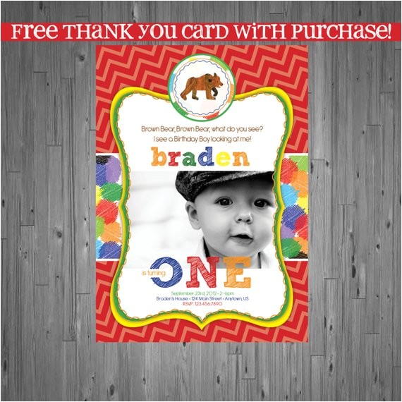 Brown Bear Brown Bear Birthday Party Invitations Brown Bear Brown Bear Birthday Invitation Brown by