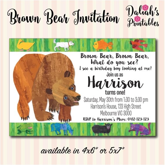 Brown Bear Brown Bear Birthday Party Invitations Brown Bear Brown Bear Invitation Available In 4×6 or