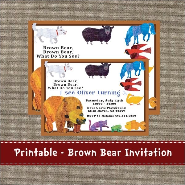 Brown Bear Brown Bear Birthday Party Invitations Brown Bear Brown Bear What Do You See Party Invitation