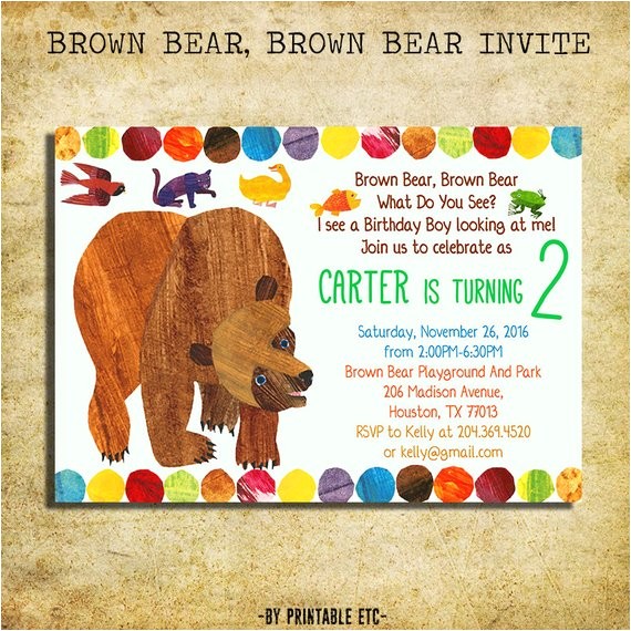 Brown Bear Brown Bear Birthday Party Invitations Brown Bear Invitation Brown Bear Brown Bear Birthday Party