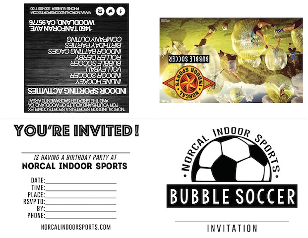 Bubble soccer Party Invitations norcal Indoor Sports Parties