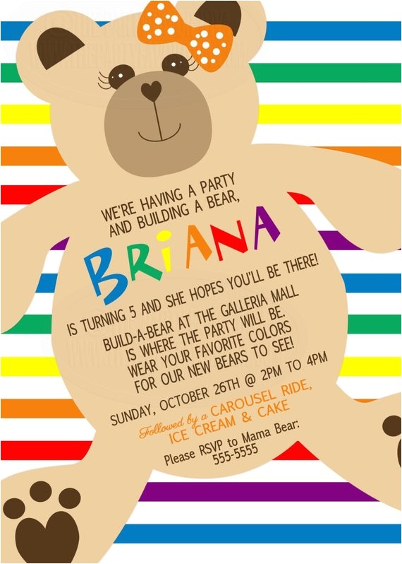 Build A Bear Party Invitations Printable Build A Bear Inspired Invitation Build A Bear Invitation