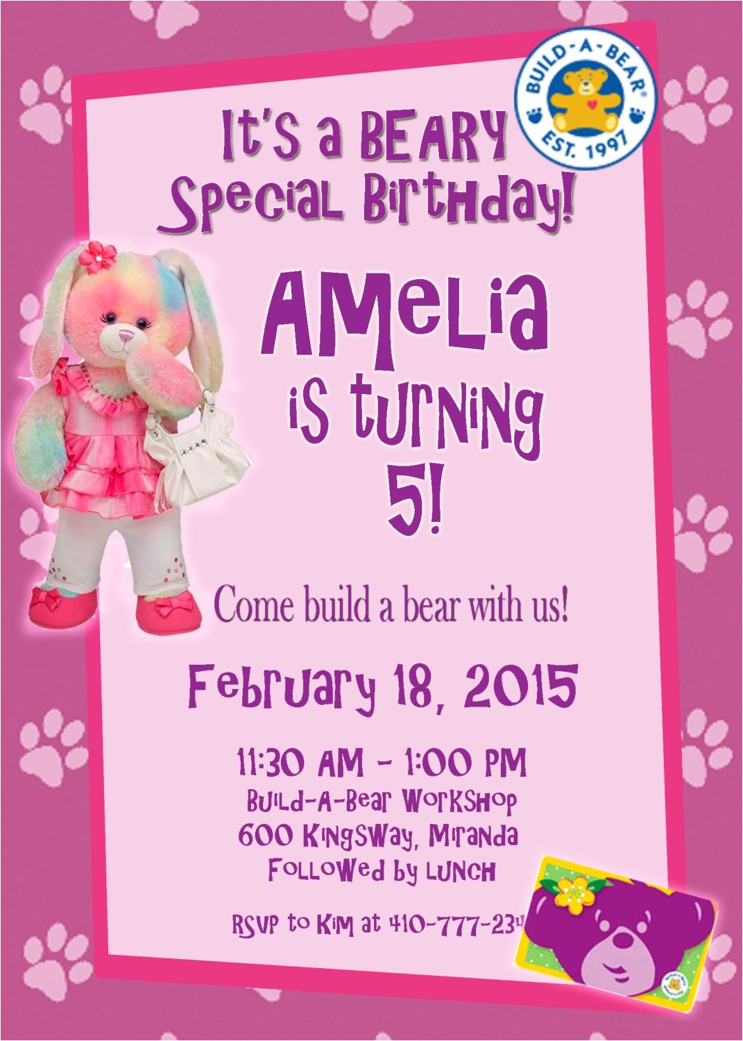 Build A Bear Party Invitations Printable Personalized Customized Build A Bear Birthday Invitation
