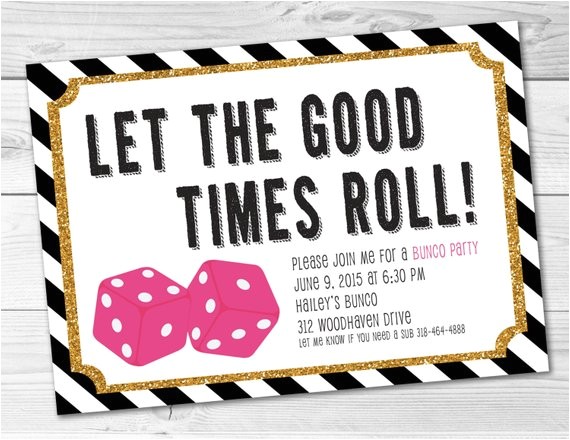 Bunco Party Invitations Bunco Game Night Party Invitation