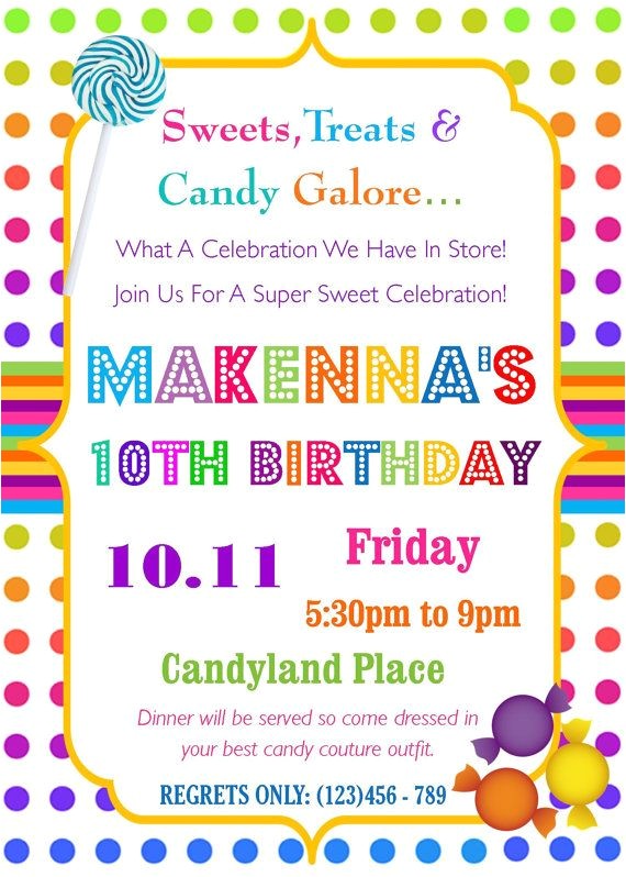 Candyland Birthday Party Invitation Ideas Candyland Birthday Party Invitation Sweets Treats