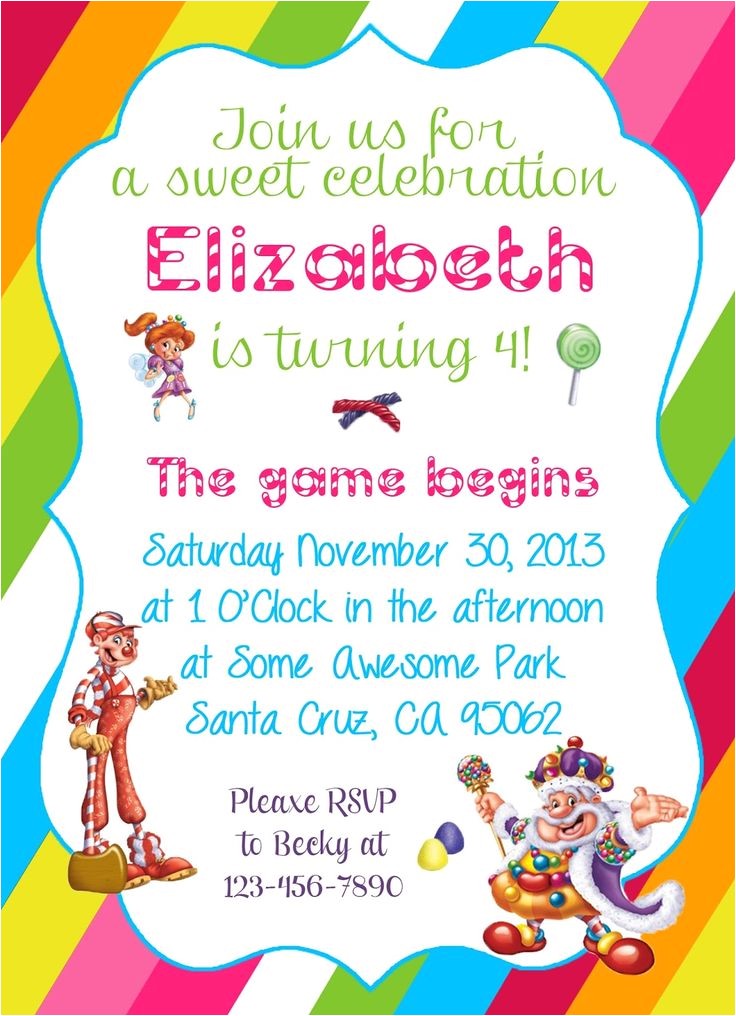 Candyland Birthday Party Invitation Ideas Diy Design Den Free Candyland themed Party Printable