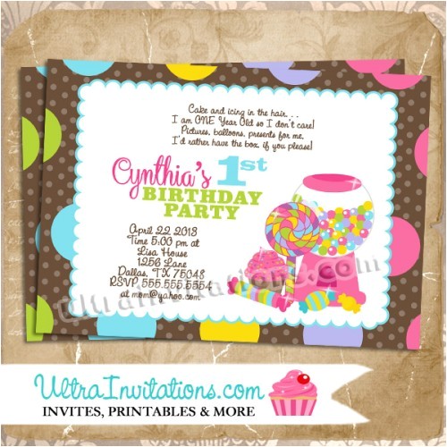 Candyland Party Invitation Wording Candyland Birthday Party Invitations Printable Digital or