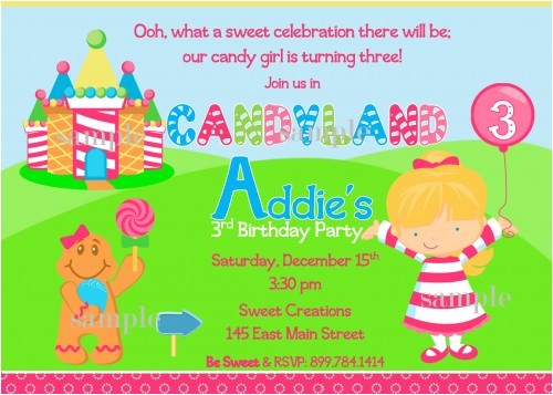 Candyland Party Invitation Wording Candyland Inspired Personalized Birthday Party Invitation