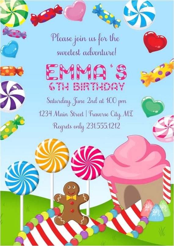 Candyland Party Invitation Wording Candyland Invitation Girls Birthday Invitations Candyland