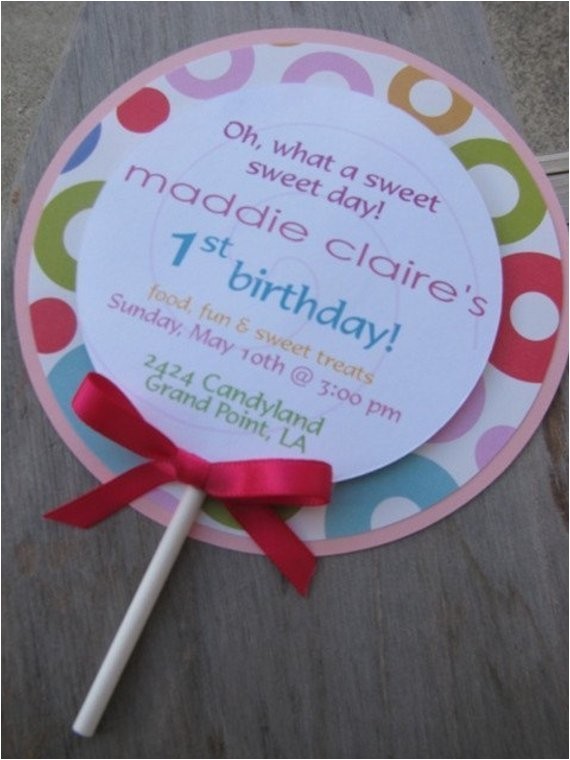 Candyland Party Invitation Wording Candyland Lollipop Birthday Party Invitations Custom
