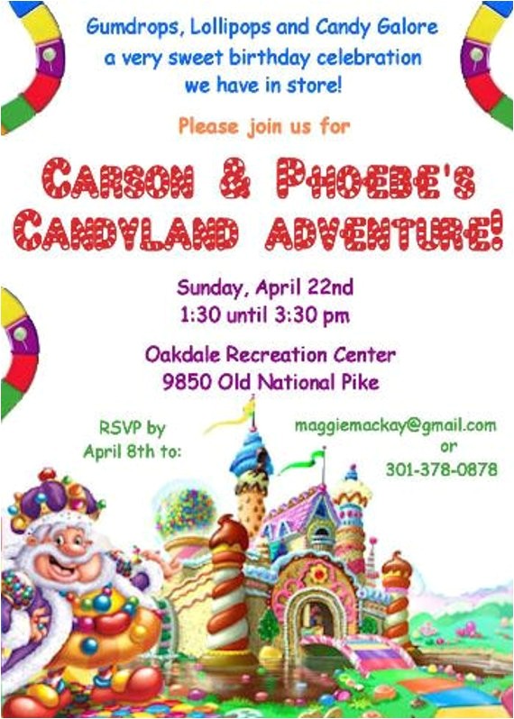 Candyland Party Invitation Wording Items Similar to Candyland Birthday Party Invitation On Etsy