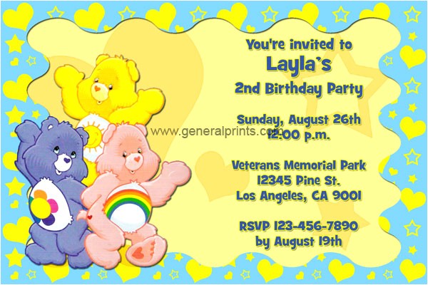 Care Bears Birthday Party Invitations Care Bears Birthday Invitations General Prints