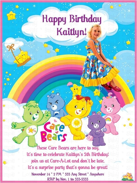 Care Bears Birthday Party Invitations Care Bears Photo Birthday Invitation