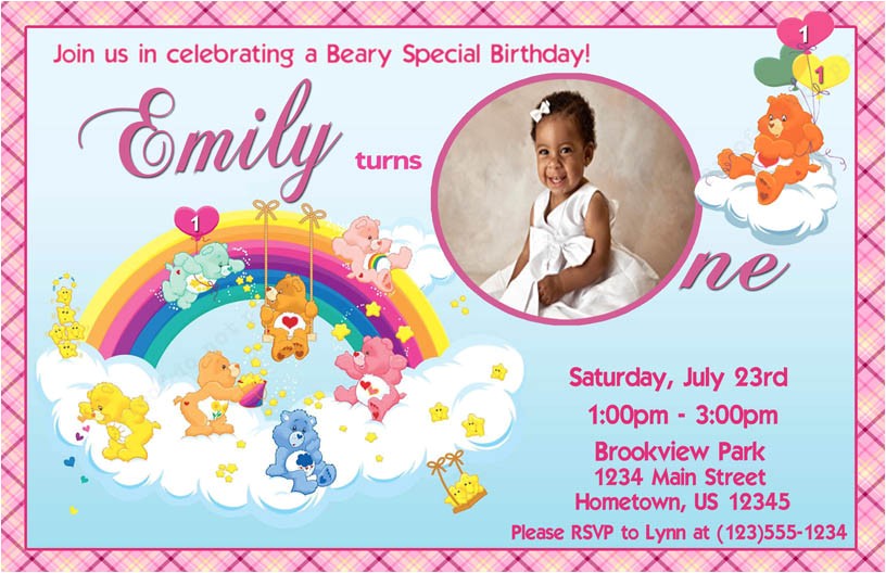 Care Bears Birthday Party Invitations Personalized Photo Invitations Cmartistry Care Bears