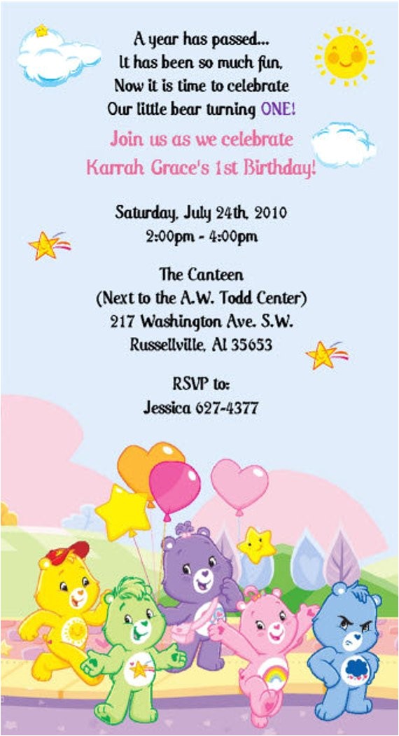 Care Bears Birthday Party Invitations Suzan Diaz Morales On Etsy