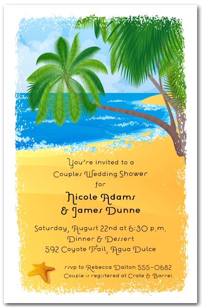 Caribbean Party Invitations Palms On the Shore Tropical Invitations Beach Invitations