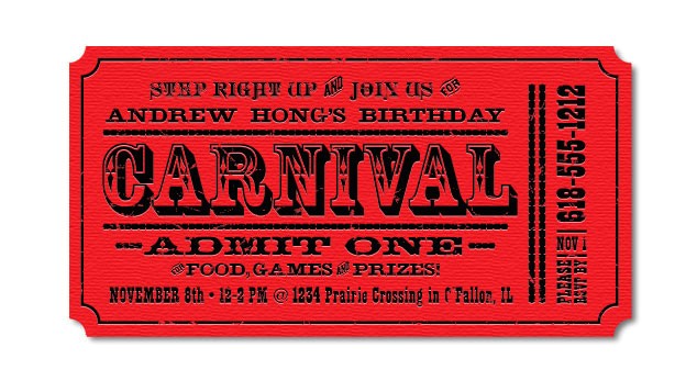 Carnival Ticket Birthday Party Invitations Carnival Birthday Invitations Ideas Bagvania Free