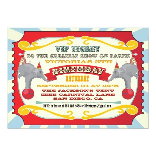 Carnival Ticket Birthday Party Invitations Circus or Carnival Ticket Birthday Invitation Zazzle