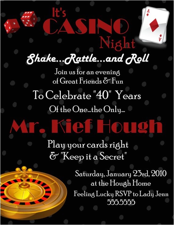 Casino theme Party Invitations Template Free Casino Digital Birthday Invitation