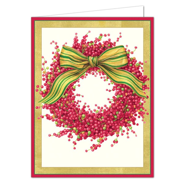 Caspari Christmas Party Invitations Caspari Berry Wreath Boxed Christmas Cards Paperstyle