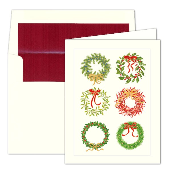 Caspari Christmas Party Invitations Caspari Christmas Wreaths Foil Christmas Cards Paperstyle