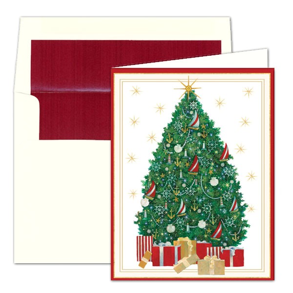 Caspari Christmas Party Invitations Caspari Nautical Tree Personalized Christmas Cards