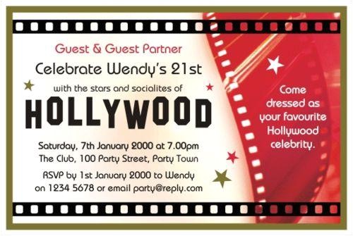 Celebrity Party Invitations 40th Birthday Ideas Hollywood Birthday Invitation