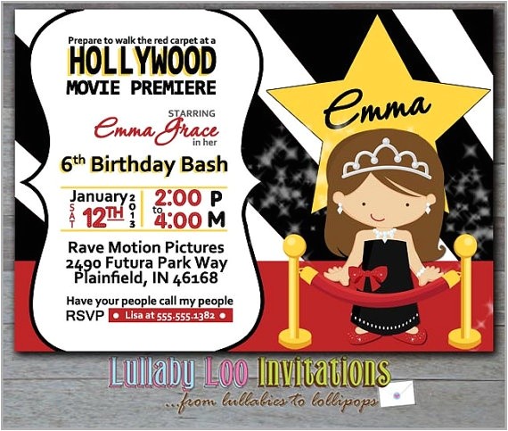 Celebrity Party Invitations Hollywood Birthday Party Invitations Cimvitation