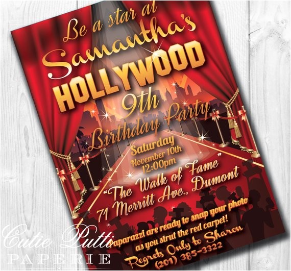 Celebrity Party Invitations Hollywood Party Invitations Hollywood Invitation Hollywood