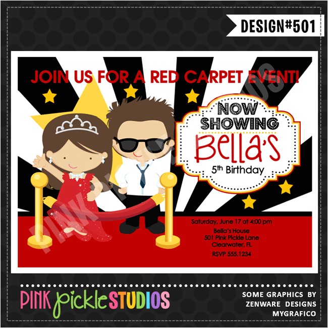 Celebrity Party Invitations Red Carpet Birthday Party Invitations Drevio Invitations