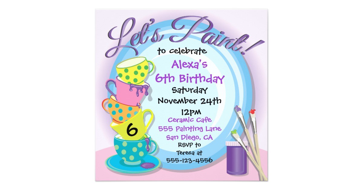 Ceramic Party Invitations Ceramic Pottery Painting Party Invitations Zazzle Com