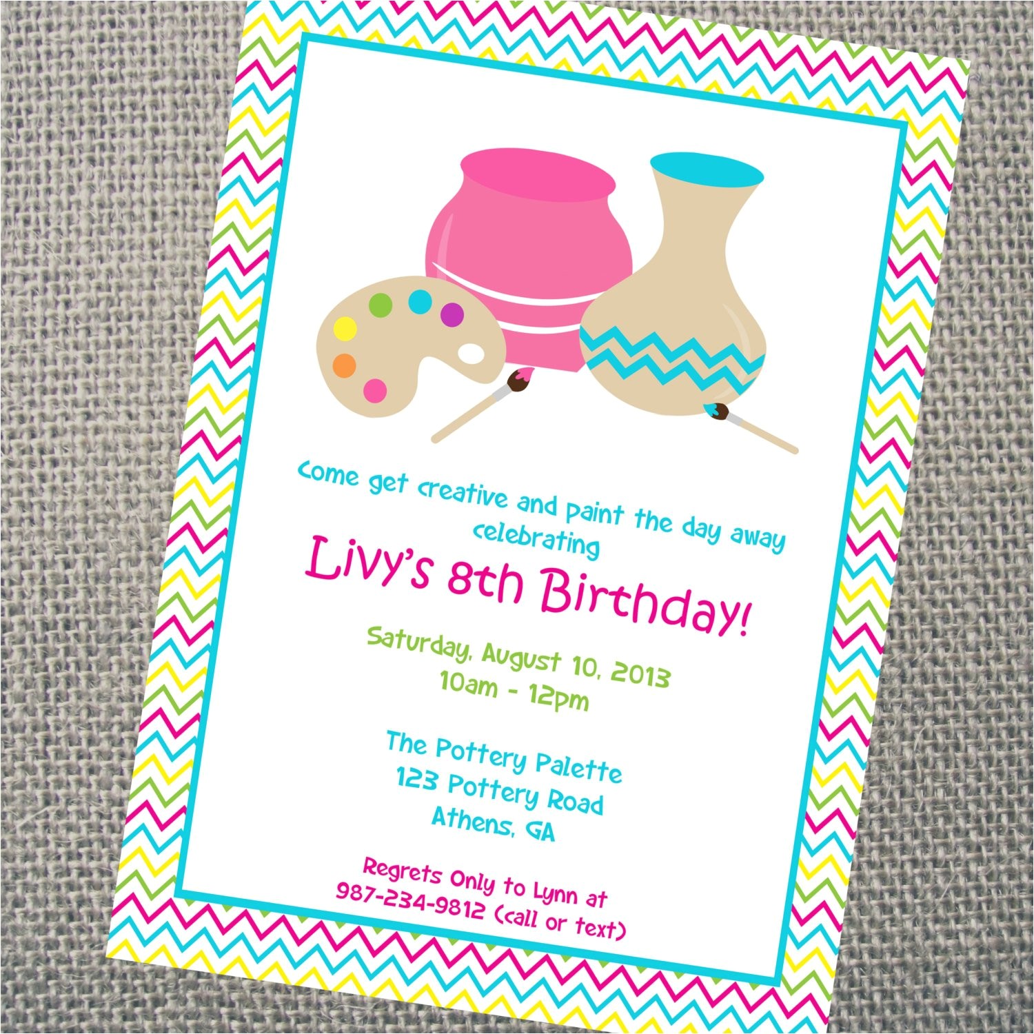 Ceramic Party Invitations Pottery Invitation Custom Printable Pottery Party