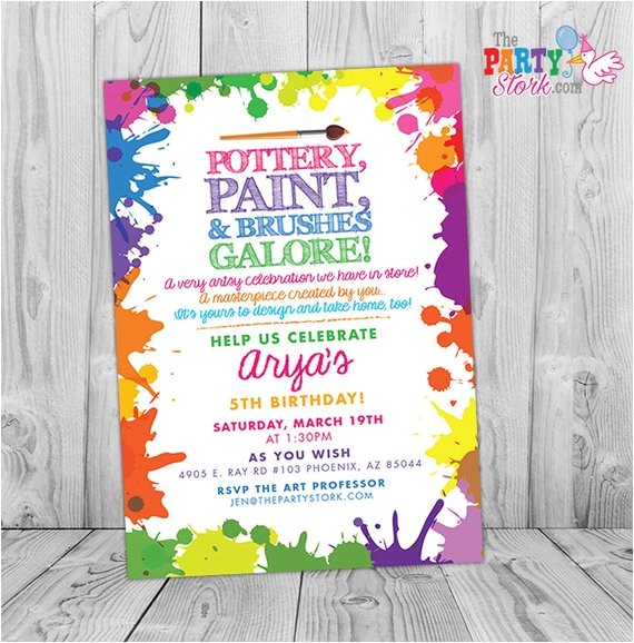Ceramic Party Invitations Pottery Party Invitation Pottery Birthday Party Invitation