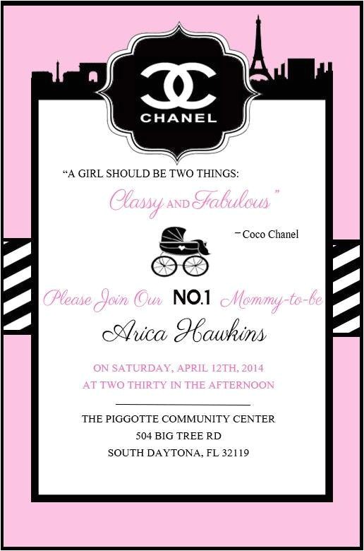 Chanel Party Invitation Template Coco Chanel themed Party Invitations A Birthday Cake