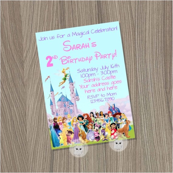 Character Birthday Party Invitations Disney Birthday Invitation Disney Girl Invitation by Character Birthday Party Invitations Disney Birthday Invitation Disney Girl Invitation by
