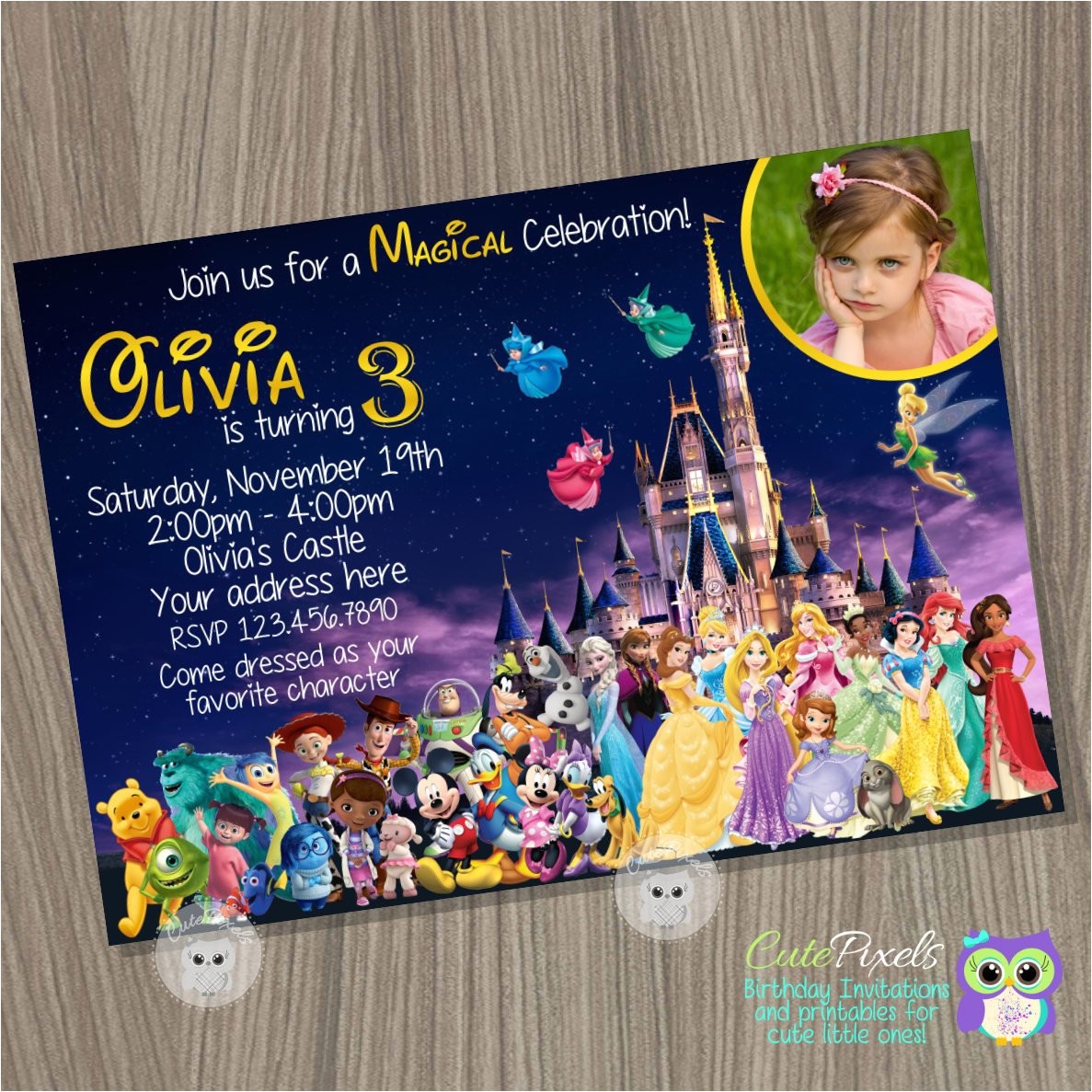 Character Birthday Party Invitations Disney Castle Invitation Disney Characters Invitation Disney Character Birthday Party Invitations Disney Castle Invitation Disney Characters Invitation Disney