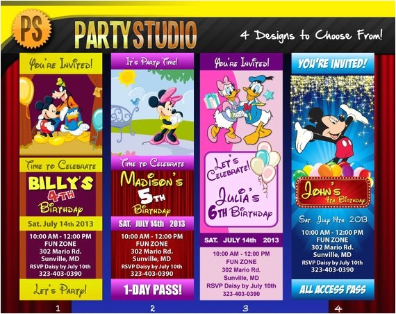 Character Birthday Party Invitations Disney Character Birthday Party Ticket Customizable Printable Character Birthday Party Invitations Disney Character Birthday Party Ticket Customizable Printable