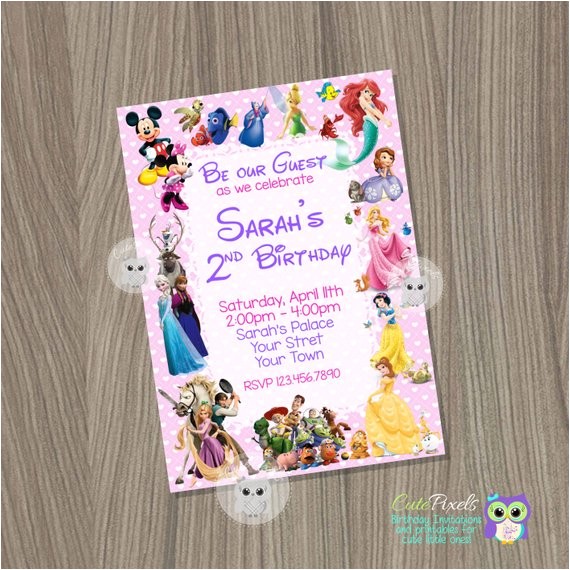 Character Birthday Party Invitations Disney Invitation Disney Girl Invitation Disney Character Birthday Party Invitations Disney Invitation Disney Girl Invitation Disney