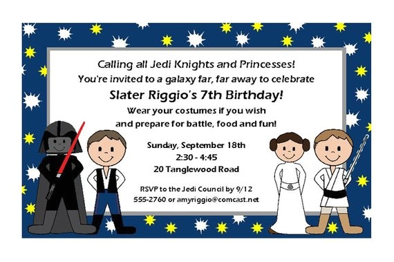 Character Birthday Party Invitations Star Wars Kids Character Birthday Party Invitations