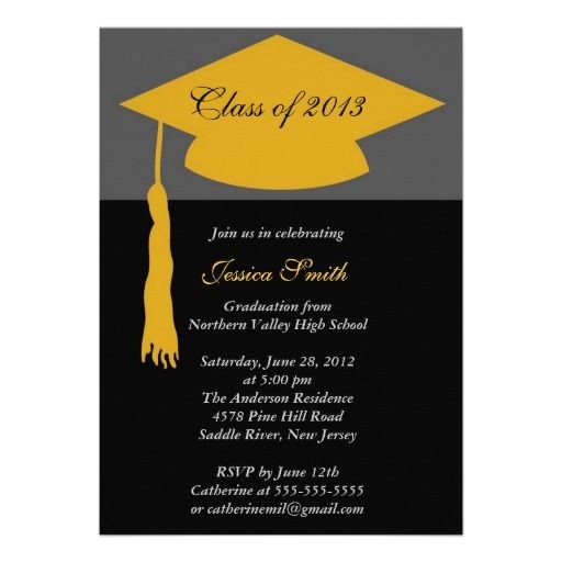 Cheap Grad Party Invites Black Gold Grad Cap Graduation Party Invitations Cheap