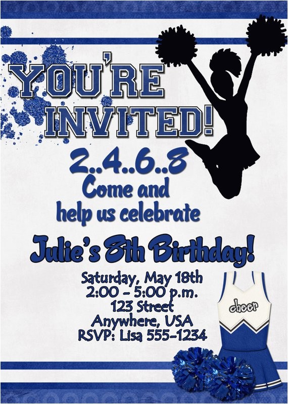 Cheerleading Birthday Party Invitations Cheerleading Birthday Party Invitation