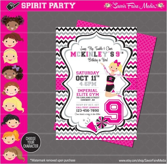 Cheerleading Birthday Party Invitations Cheerleading Invitation Cheerleader Invitation