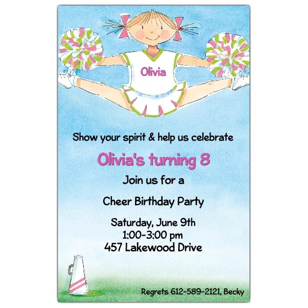 Cheerleading Birthday Party Invitations Cheerleading Pixie Split Birthday Invitations Paperstyle
