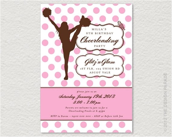 Cheerleading Birthday Party Invitations Printable Cheerleading Party Invitation Dance Party