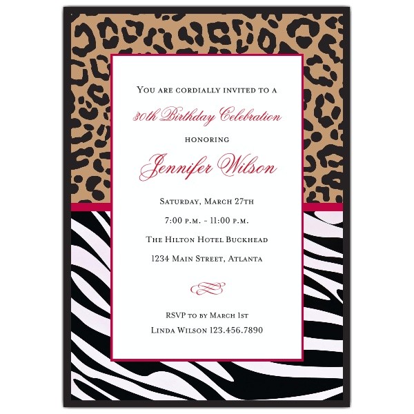 Cheetah Party Invitations Cheetah and Zebra Birthday Party Invitations Paperstyle