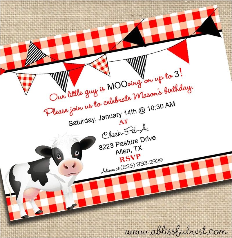 Chick Fil A Birthday Party Invitations Chick Fil A Invitation Printable Party Invitation