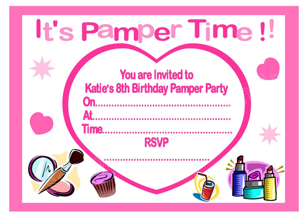 Childrens Pamper Party Invitations Personalised Girls Pamper Party Invitations Thank You